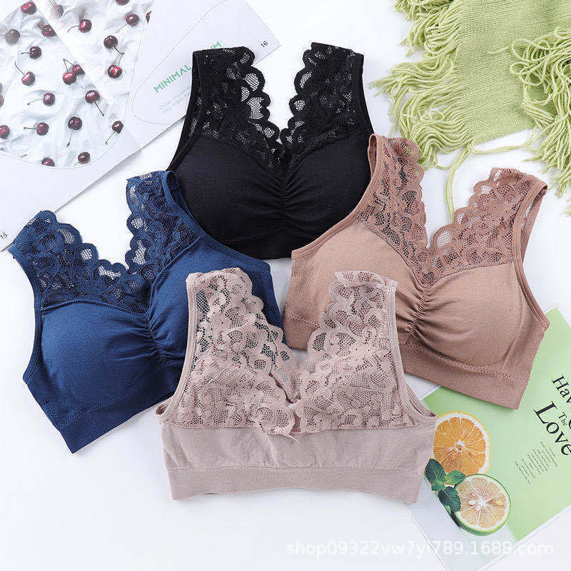 Assorted fashion back lace bra underwear women in black, blue, nude, and pink with lace detailing, perfect for versatile wardrobe styling.