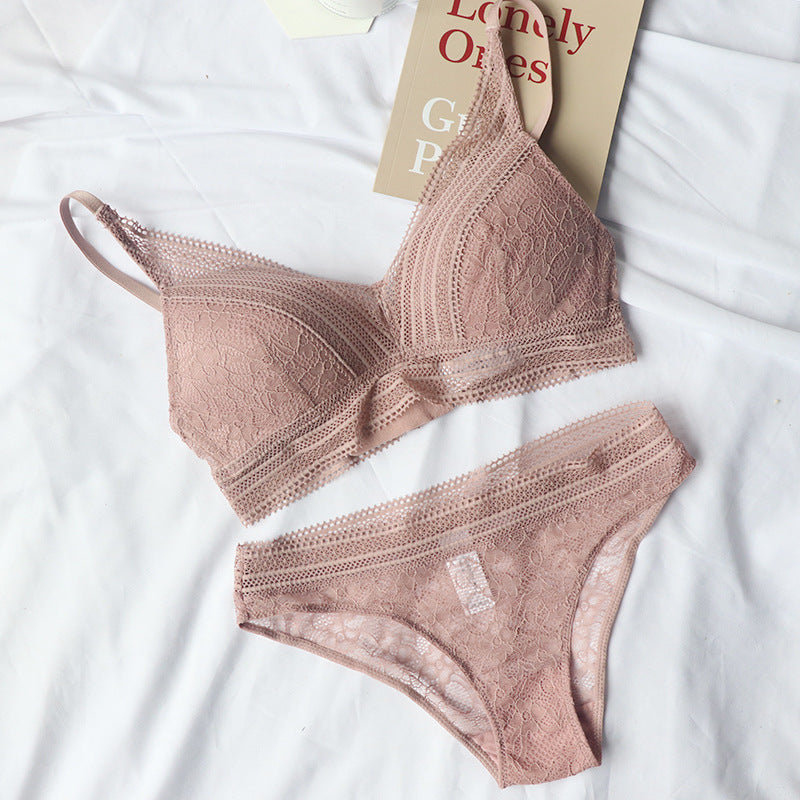 Soft pink lace underwear women set with stretch fit and elegant detailing, ideal for stylish and breathable everyday intimates.